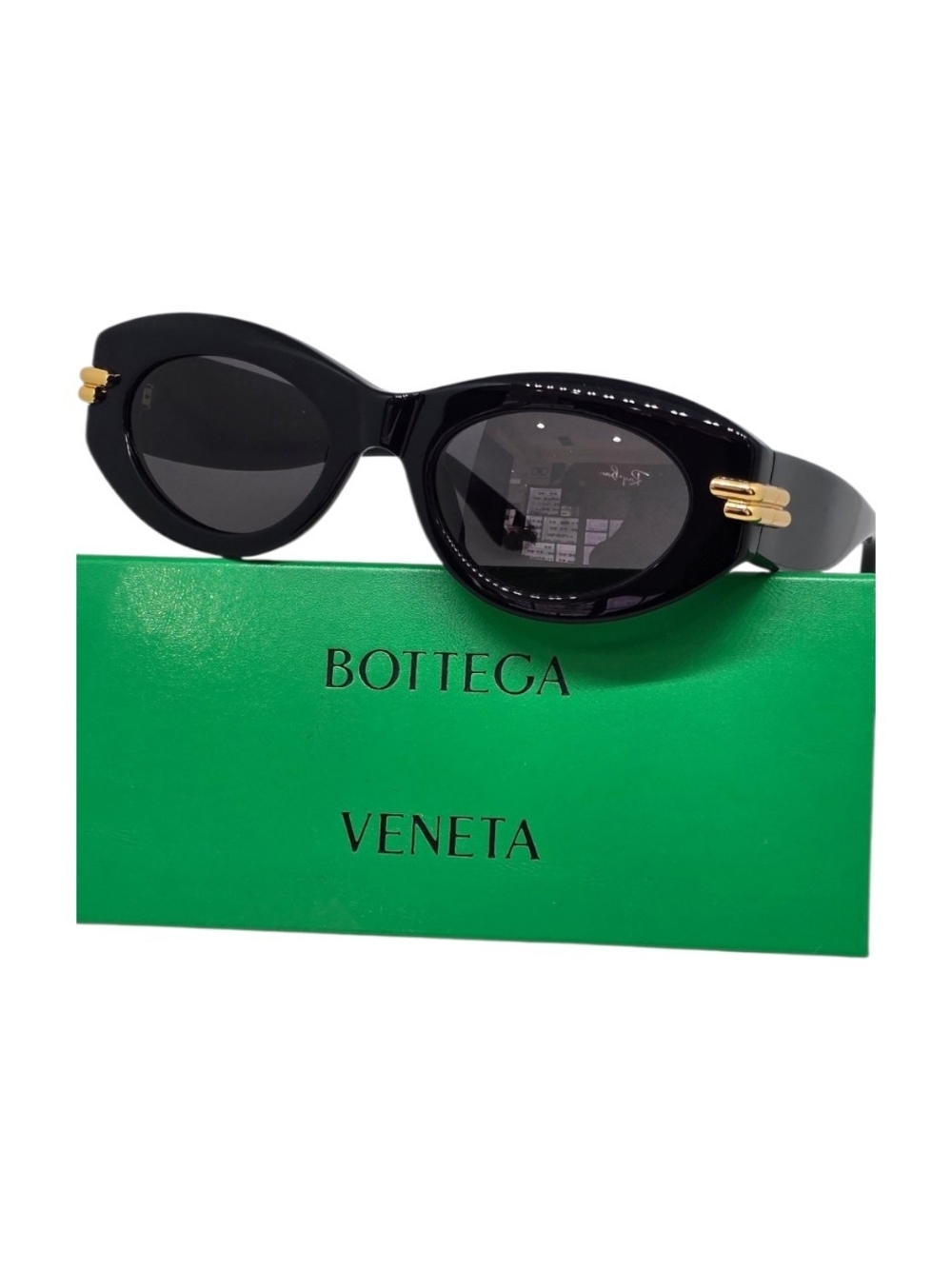 Bottega Veneta Black Sunglasses with Gold Accent Hinges